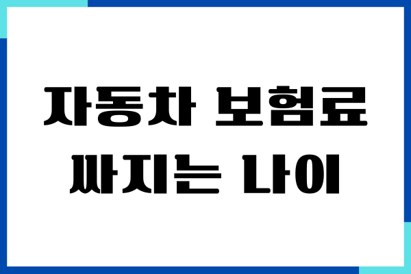 자동차 보험료 싸지는 나이, 보험료 차이, 보험 가입