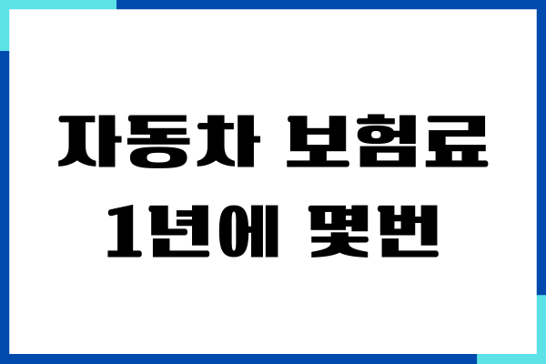 자동차 보험료 1년에 몇번 납부하면 좋을까 납입방법