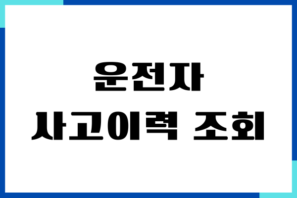 자동차보험 운전자 사고이력 조회, 계정정보 확인