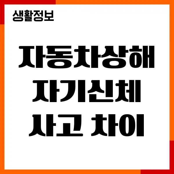 자동차상해 자기신체사고 차이, 보상 내용, 책임보험, 종합보험
